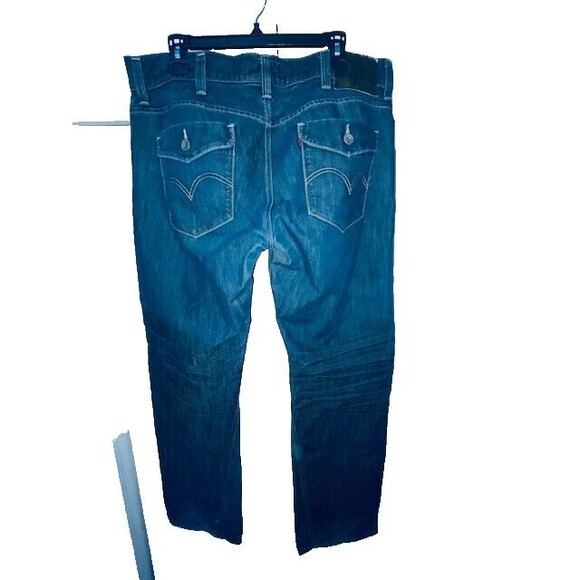 Levis 514 Mens Jeans 38x32 Blue Denim Slim Straight Medium Wash Retro Pockets - Picture 2 of 16